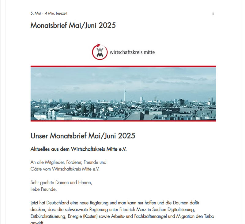 Monatsbrief Wirtschaftskreis Mitte e. V.
